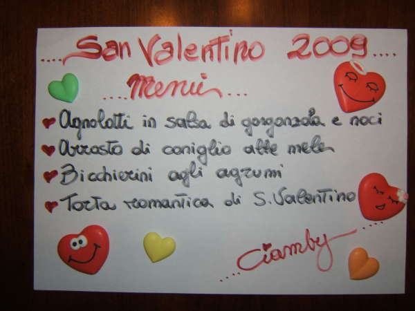 menu' S.Valentino 2009